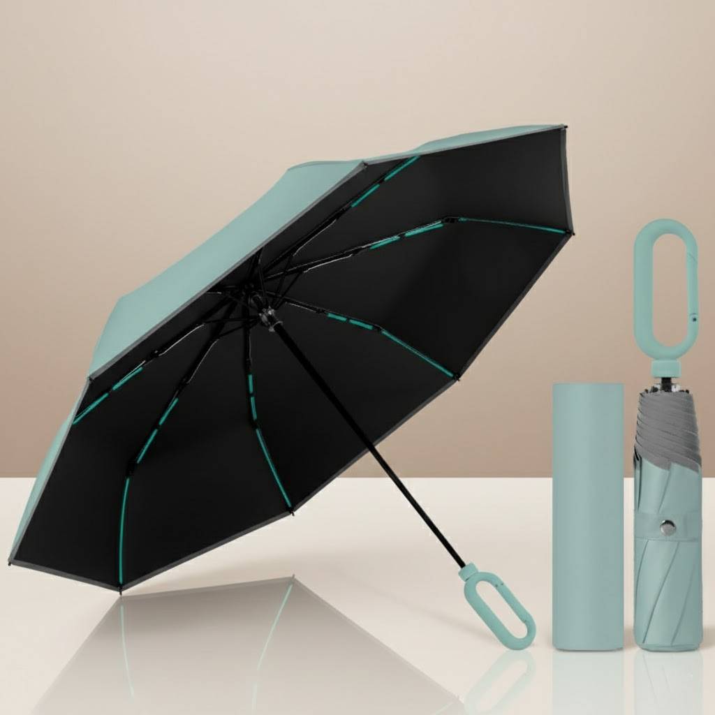 Portable Carabiner Umbrella with Reflective Edge